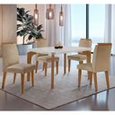 Ver imagem 1 de Conjunto Sala de Jantar Mesa Liz 120cm Mdf Canto Copo e 4 Cadeiras Athenas Moderna
