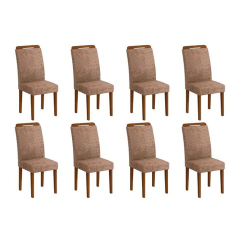 Kit 8 Cadeiras Sala Jantar Athenas 8 Un Imbuia-capuccino/suede Capuccino - Rufato