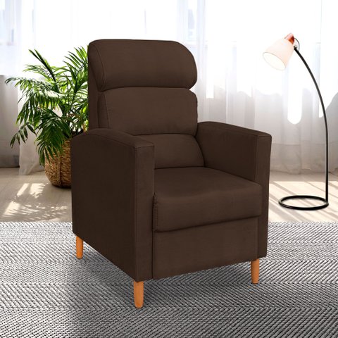 Poltrona Amamentação Reclinável Gisele - Poltrona Confortável para Leitura e Descanso - Marrom
