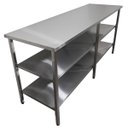 Ver imagem 4 de Mesa de Aço Inox Industrial 140x60x90 cm com 2 Prateleiras Plano Liso