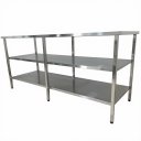 Ver imagem 3 de Mesa de Aço Inox Industrial 140x60x90 cm com 2 Prateleiras Plano Liso