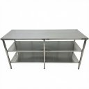Ver imagem 1 de Mesa de Aço Inox Industrial 140x60x90 cm com 2 Prateleiras Plano Liso