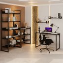 Ver imagem 4 de Mesa Escrivaninha para Escritório Industrial Desk 90 Preto