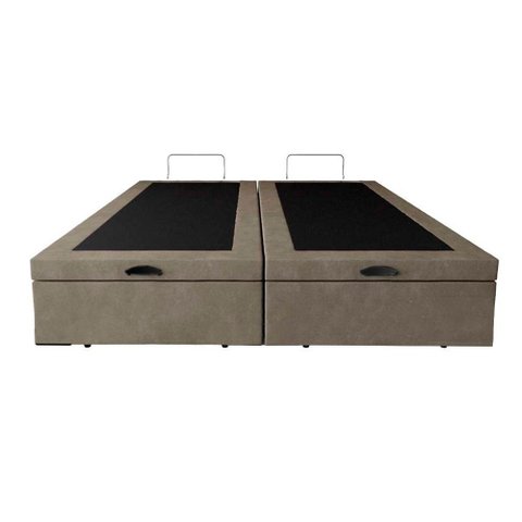 Base Box Bau Casal Bipartido Premium Santo Box Suede 47x138x188:bege