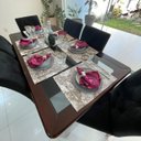 Ver imagem 4 de Kit 6 Guardanapo em Jacquard Pink e Preto 40x40cm