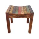 Ver imagem 1 de Banco Banqueta De Jardim varanda sala piscina 1 Lugar Madeira Demolição pátina colorida MINAS ARTE P