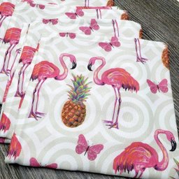 Kit 4 Guardanapo de Tecido Flamingo Abacaxi 40cmx40cm - 3