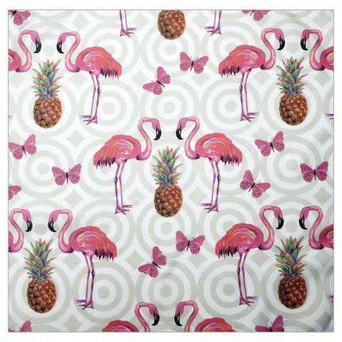 Kit 4 Guardanapo de Tecido Flamingo Abacaxi 40cmx40cm