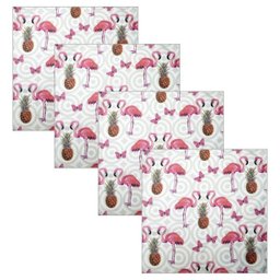 Kit 4 Guardanapo de Tecido Flamingo Abacaxi 40cmx40cm - 2