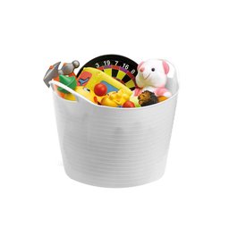 Balde Flexivel Cesto Multiuso Branco Roupa Brinquedos 25l - 5