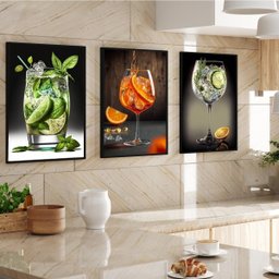 Kit 3 Quadros Decorativos Drink Bebidas Gin Aperol Mojito - 3