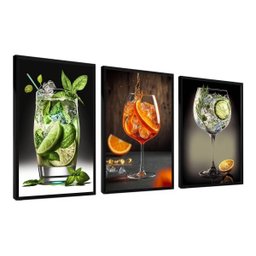 Kit 3 Quadros Decorativos Drink Bebidas Gin Aperol Mojito - 1