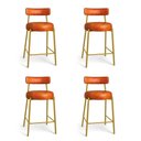 Ver imagem 2 de Banqueta Cozinha Alta com Encosto Industrial Dourado Kit 4 Londres Pu D03 - D'Rossi