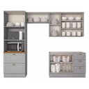 Ver imagem 5 de Kit de Cozinha Modulada 4 Peças Americana (2 Aéreos. 1 Balcão, 1 Paneleiro) 4 Peça Cinza - Henn