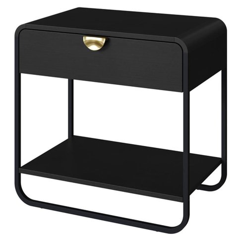 Mesa de Cabeceira 1 Gaveta Organica 60 Cm 28061 Artesano Nero Preto