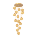 Ver imagem 1 de Pendente Moderno Dourado 15 Globos Pé Direito Duplo Escada