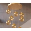 Ver imagem 2 de Pendente Moderno Dourado 15 Globos Pé Direito Duplo Escada