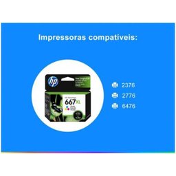 Cartucho de Tinta HP 667XL Colorido Advantage de Alto Rendimento Original Hp 2376 Hp 2776 Hp 6476 - 2