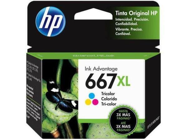 Cartucho de Tinta HP 667XL Colorido Advantage de Alto Rendimento Original Hp 2376 Hp 2776 Hp 6476