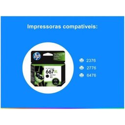 Cartucho de Tinta HP 667XL Preto Advantage de Alto Rendimento Original - Hp 2776 Hp 2376 - 2