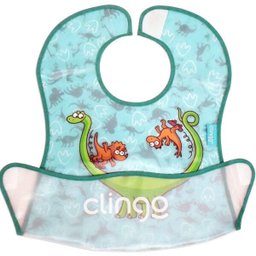 Babador Impermeável Dino com Bolso Coletor, Clingo - 1