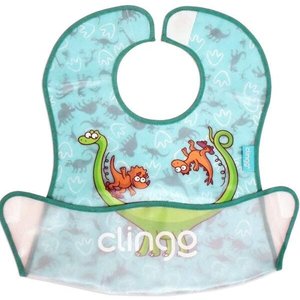 Babador Impermeável Dino com Bolso Coletor, Clingo