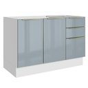 Ver imagem 1 de Balcão Gabinete de Pia 120 Cm 2 Portas 3 Gavetas (sem Tampo) Branco/cinza Lux Madesa Branco/cinza
