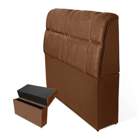 Cabeceira Imperador Para Cama Box Queen Size 160cm Suede - Renascer Decor:Marrom