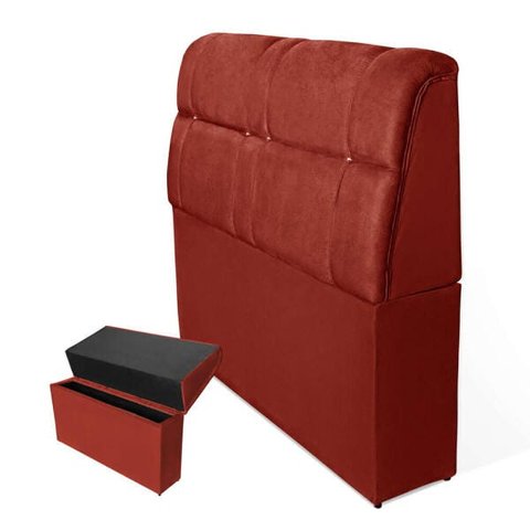 Cabeceira Imperador Para Cama Box Casal 140cm Suede - Renascer Decor:Vermelho