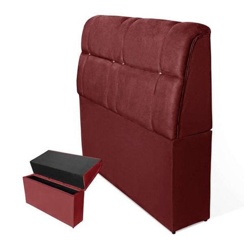 Cabeceira Imperador Para Cama Box Casal 140cm Suede - Renascer Decor:Bordo