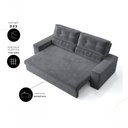 Ver imagem 2 de Sofá com Chaise Hera 3 Lugares Retrátil e Reclinável 170cm Grafite Suede