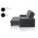 Ver imagem 5 de Sofá com Chaise Hera 3 Lugares Retrátil e Reclinável 170cm Grafite Suede
