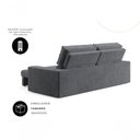 Ver imagem 3 de Sofá com Chaise Hera 3 Lugares Retrátil e Reclinável 170cm Grafite Suede