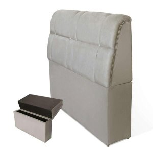 Cabeceira Imperador Para Cama Box Solteiro 90cm Suede - Renascer Decor:Bege