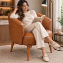 Ver imagem 7 de Poltrona Decorativa Linho Premium Base Madeira Maciça Luiza