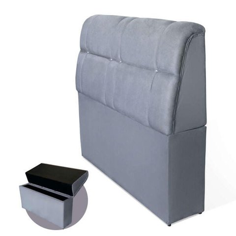 Cabeceira Imperador Para Cama Box Solteiro 90cm Suede - Renascer Decor:Cinza