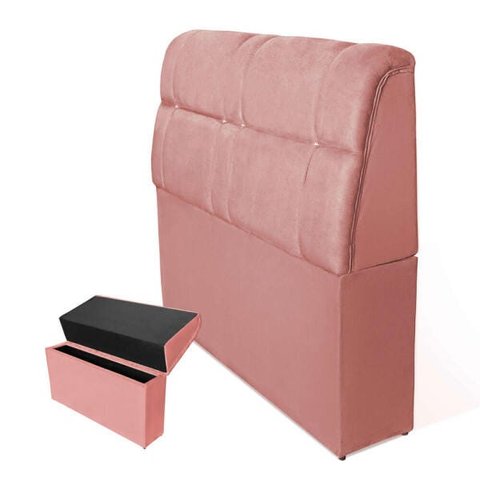 Cabeceira Imperador Para Cama Box Solteiro 90cm Suede - Renascer Decor:Rosa