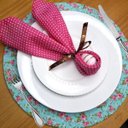Ver imagem 4 de Kit 4 Guardanapos de Tecido Algodão Poá Pink 39cmx39cm