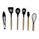 Ver mais imagens de Kit Utensílios De Cozinha Cabos em Madeira e Silicone 11 Peças + Pote Organizador - Premium - - Pret