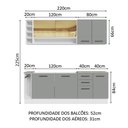 Ver imagem 4 de Armário de Cozinha Completa 220cm Branco/Cinza Agata da Thêmis Madesa