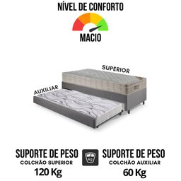 Bicama Box Solteiro Linho 96x203x28 cm com Colchão Airtech Ortobom Molas Ensacadas - 6