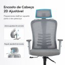 Ver imagem 6 de Cadeira de Escritório Giratória Presidente Verte Tela com Apoio de Cabeça e Braço Regulável Cinza