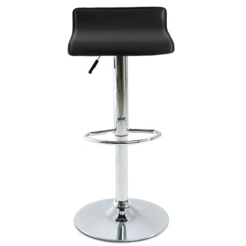 Kit 4 Banquetas Giratória Belo Horizonte Wave Assento Estofado em PVC Preto Base Aço Preto