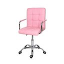 Ver imagem 1 de Cadeira Escritório Home Office Gomos Rosa Confort Diretor Leitura Estofada Base Giratória Cromada