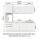 Ver imagem 4 de Armário de Cozinha Completa 240cm Branco Branco Veludo Lux Madesa 03