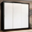 Ver imagem 1 de Guarda-Roupa Casal Madesa Lyon Plus 3 Portas de Correr 4 Gavetas Preto/Branco Cor:Preto/Branco