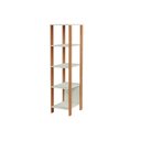 Ver imagem 2 de Estante de Livros Industrial MDF 33CMX135CM 5 Prateleiras Branco/Freijo/Off White