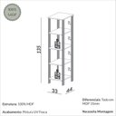 Ver imagem 3 de Estante de Livros Industrial MDF 33CMX135CM 5 Prateleiras Branco/Freijo/Off White