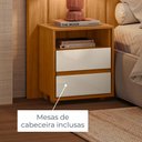 Ver imagem 4 de Cabeceira Extensiva Frida C/ Mesa Lateral – Casal, Queen e King Mdf - Cinamomo/off White Madetec
