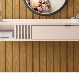 Painel Ripado You Bless 1.3 Carvalho Intense/Off White com Espelho Splendido - HB Móveis - 4
